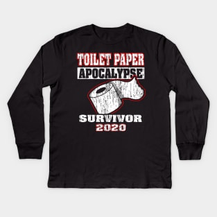 Funny Toilet Paper Apocalypse Survivor 2020 Design Kids Long Sleeve T-Shirt